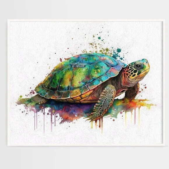 20x30‎ Painted Turtle Watercolor Oil Painting Wildlife Photography Print - Picture 2 of 5